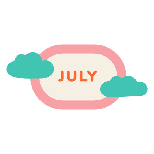Etiqueta de nuvem de julho Desenho PNG