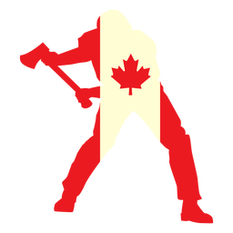 Lumberjack on canada flag flat PNG Design