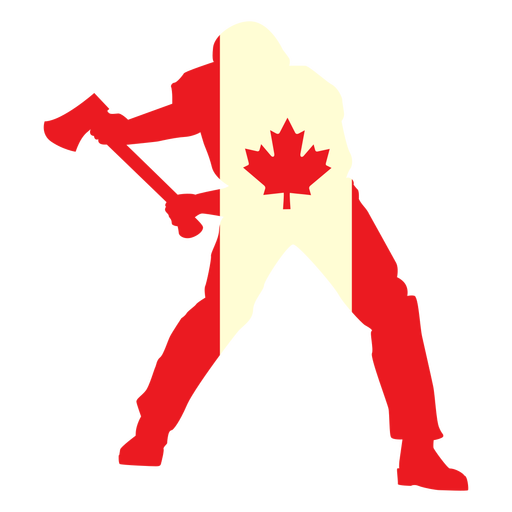 Leñador en canadá bandera plano Diseño PNG