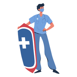 Enfermeira com personagem escudo Desenho PNG