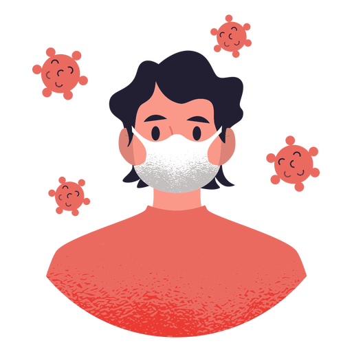 Man with facemask character PNG Design