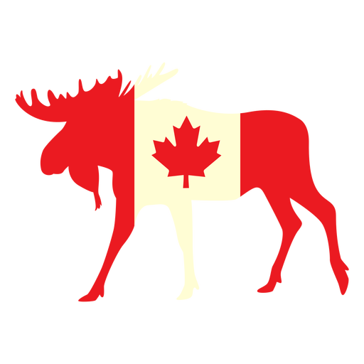 Moose with canada flag flat PNG Design