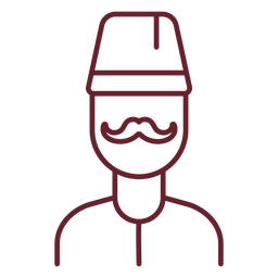 Moustache man with fez stroke PNG Design
