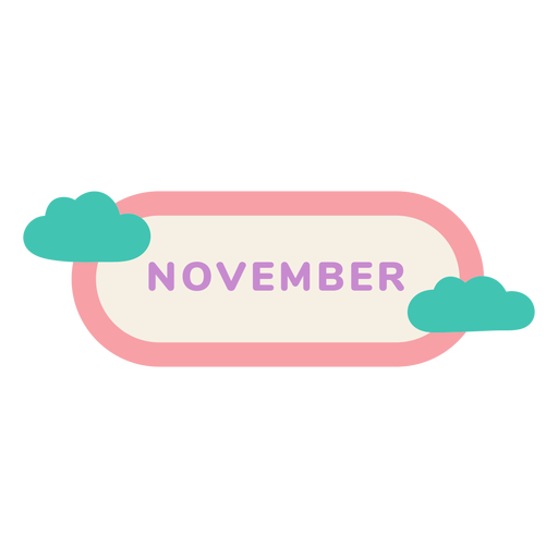 Etiqueta de nube de noviembre Diseño PNG