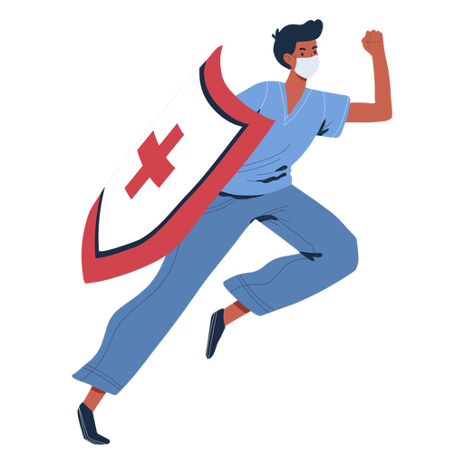 Nurse with shield character PNG Design