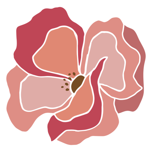 Flor rosa plana Diseño PNG