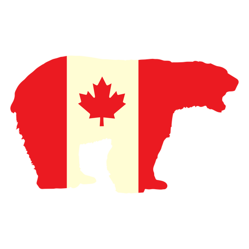 Urso polar com bandeira do Canadá plana Desenho PNG