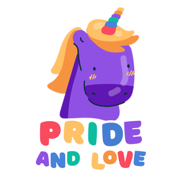 Pride and love unicorn sticker PNG Design