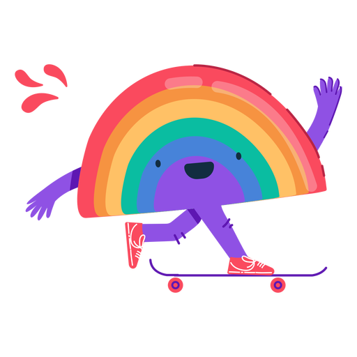 Personagem de skate do arco-íris Desenho PNG