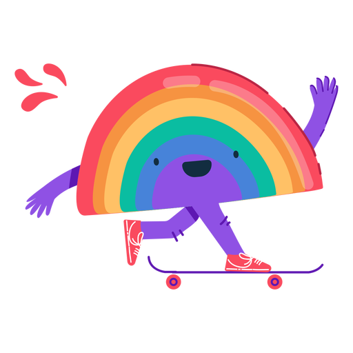 Personaje de skate de arco iris Diseño PNG