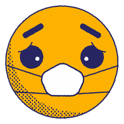 Emoji triste con mascarilla plana Diseño PNG
