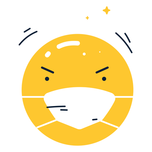Emoji furioso brilhante com m?scara facial plana Desenho PNG