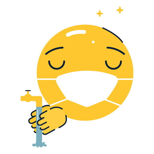 Emoji brilhante lavando as m?os Desenho PNG