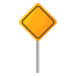 Square traffic sign in pole flat PNG Design