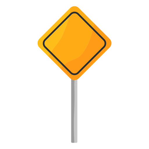 Square traffic sign in pole flat
