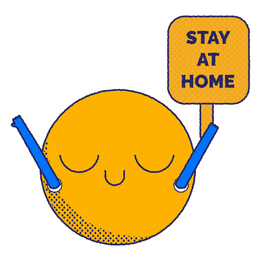 Bleib zu Hause Emoji Wohnung PNG-Design