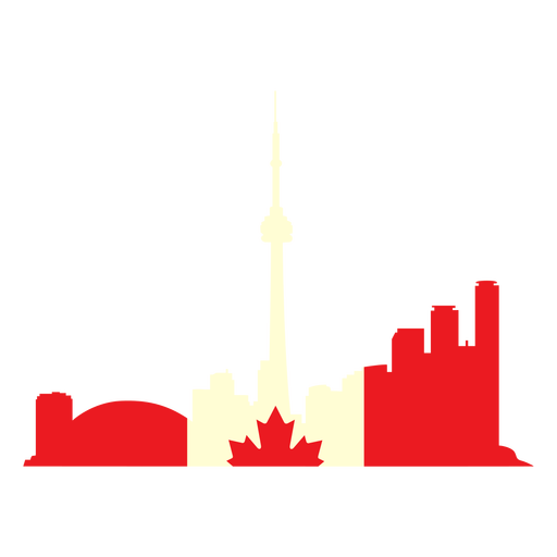 Paisagem de Toronto com bandeira plana do Canad?