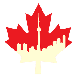 Toronto Landscape On Maple Leaf Flat PNG & SVG Design For T-Shirts