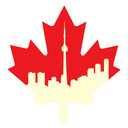 Toronto landscape on maple leaf flat - Transparent PNG & SVG vector file