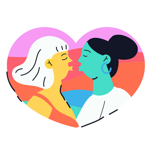 Zwei Mädchen küssen Aufkleber PNG-Design