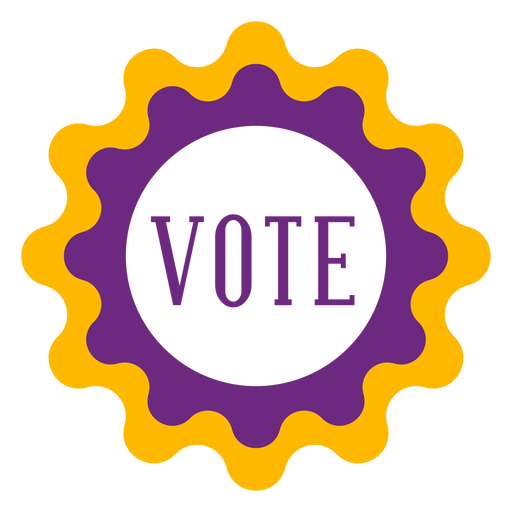Vote no emblema violeta e amarelo