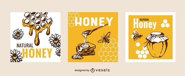 Natural honey square banner set Natural honey square banner set