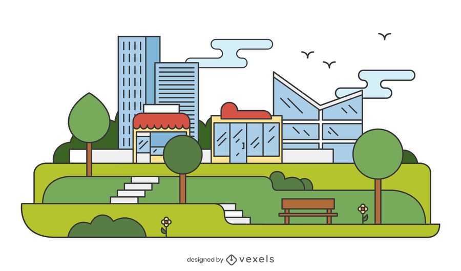City Park Flat Illustration City Park Flat Illustration