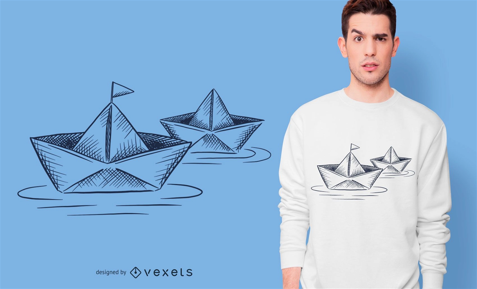 Design de camisetas para barcos de papel