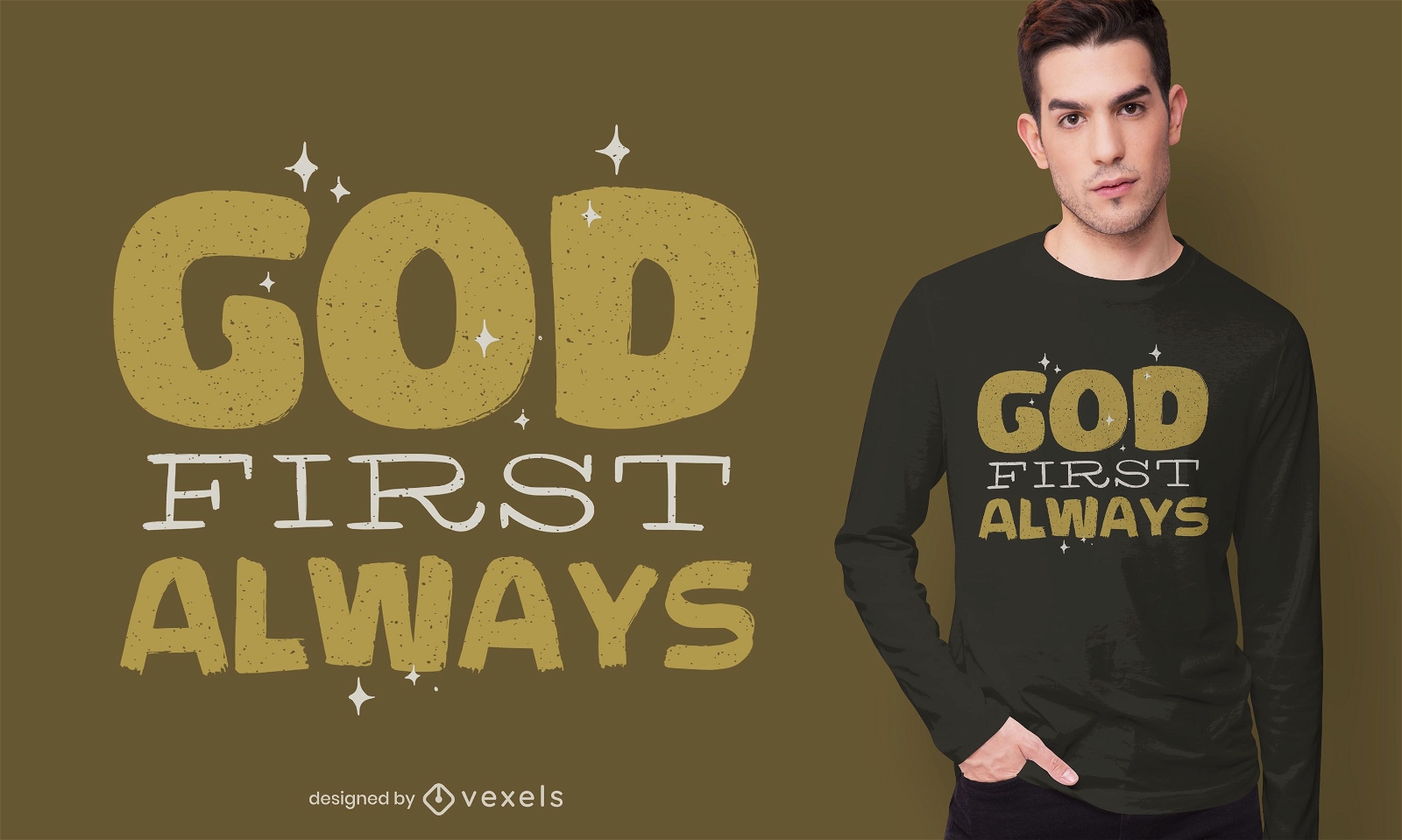 Dios siempre es el primero en dise?o de camiseta.