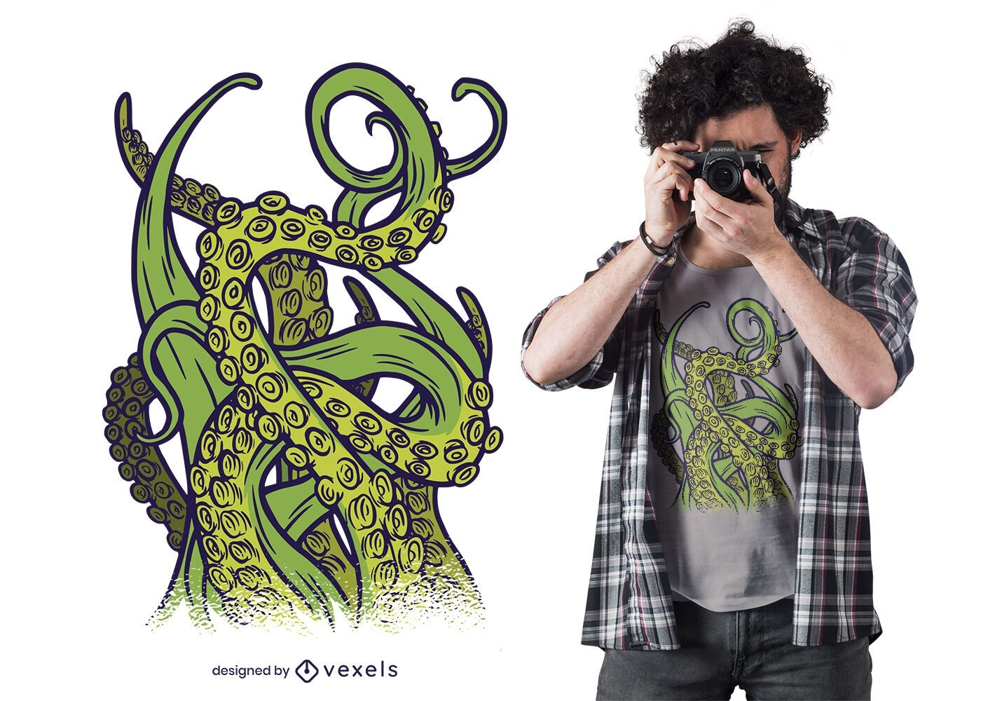 Green tentacles t-shirt design