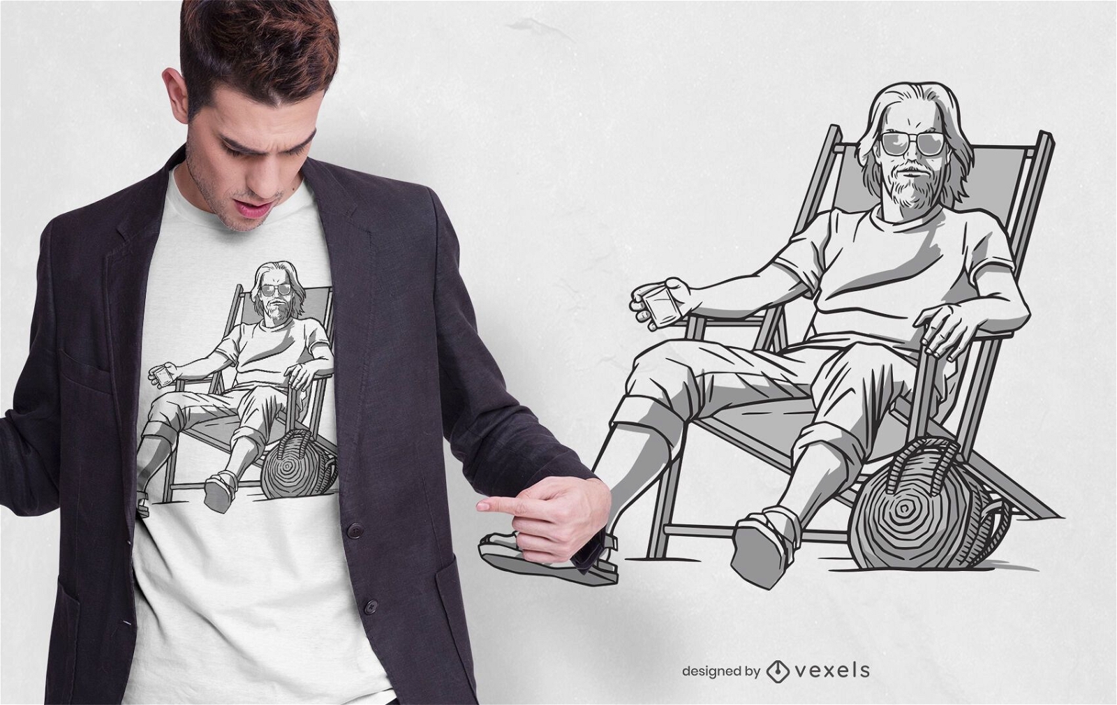 Beach chair man t-shirt design