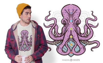 Diseño de camiseta pulpo chakras