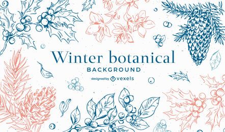 Winter botanical background design Winter botanical background design