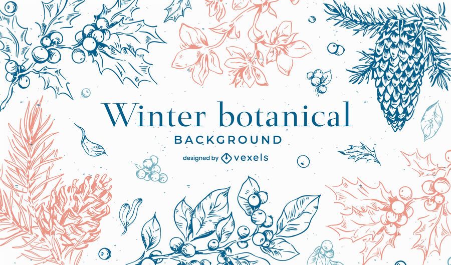 Design de fundo botânico de inverno Design de fundo botânico de inverno