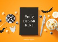 Halloween Book Cover Mockup Composition PSD Editable Template