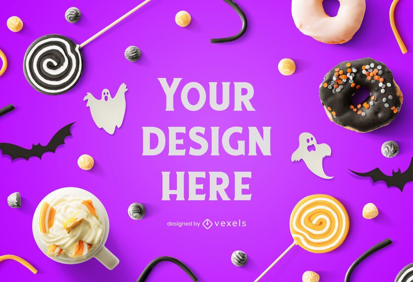 Halloween candy mockup composition Halloween candy mockup composition