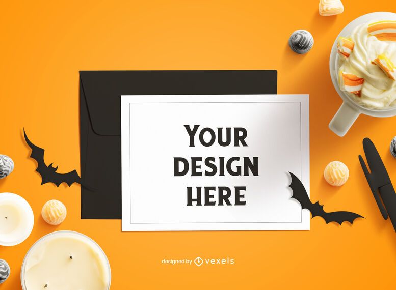 Halloween greeting card mockup composition Halloween greeting card mockup composition