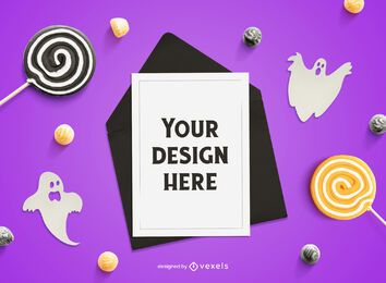 Composición de maqueta de tarjeta de Halloween