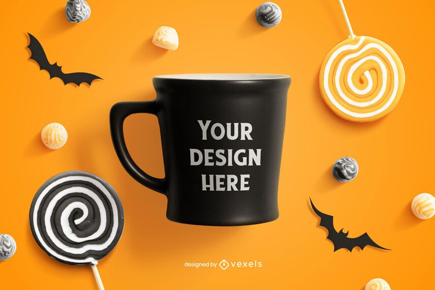 Composição de maquete de caneca de Halloween Composição de maquete de caneca de Halloween