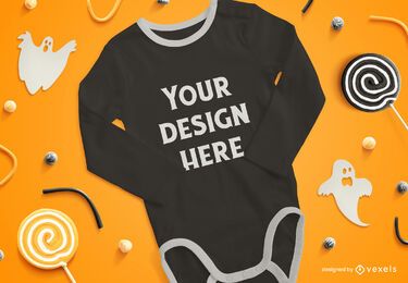 Composição de maquete de halloween Onesie