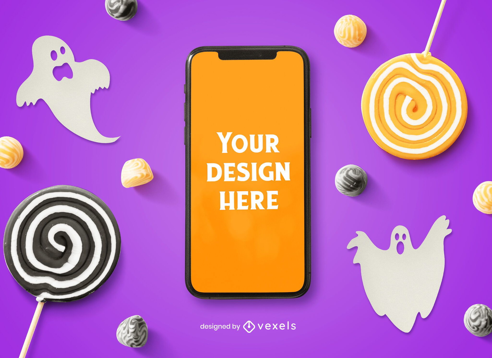 Halloween phone mockup composition