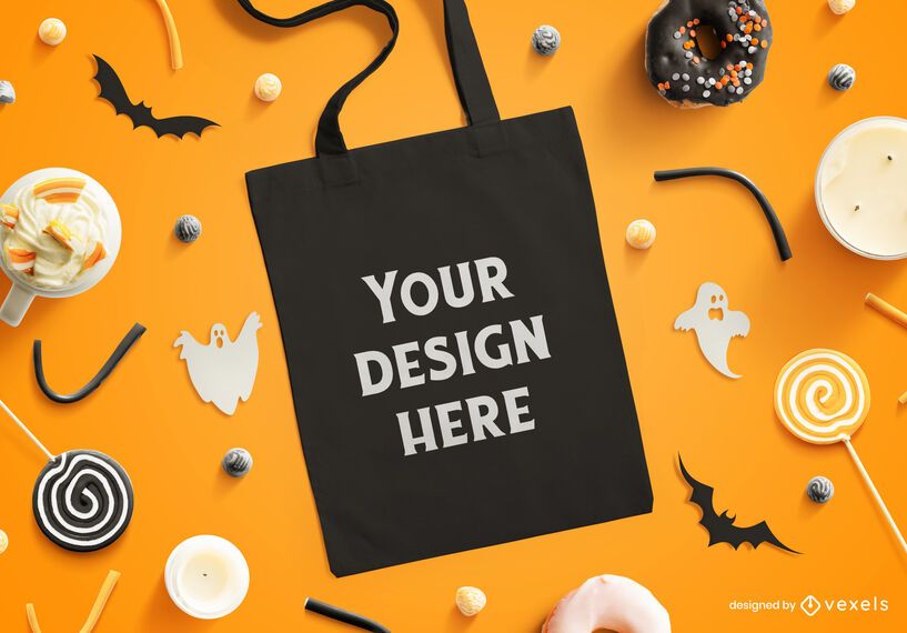 Halloween tote bag mockup composition Halloween tote bag mockup composition