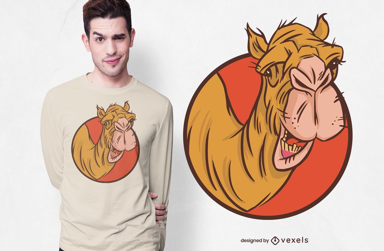 Design de camiseta com cara de camelo