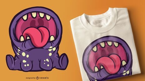 Design de camiseta de boca aberta monstro