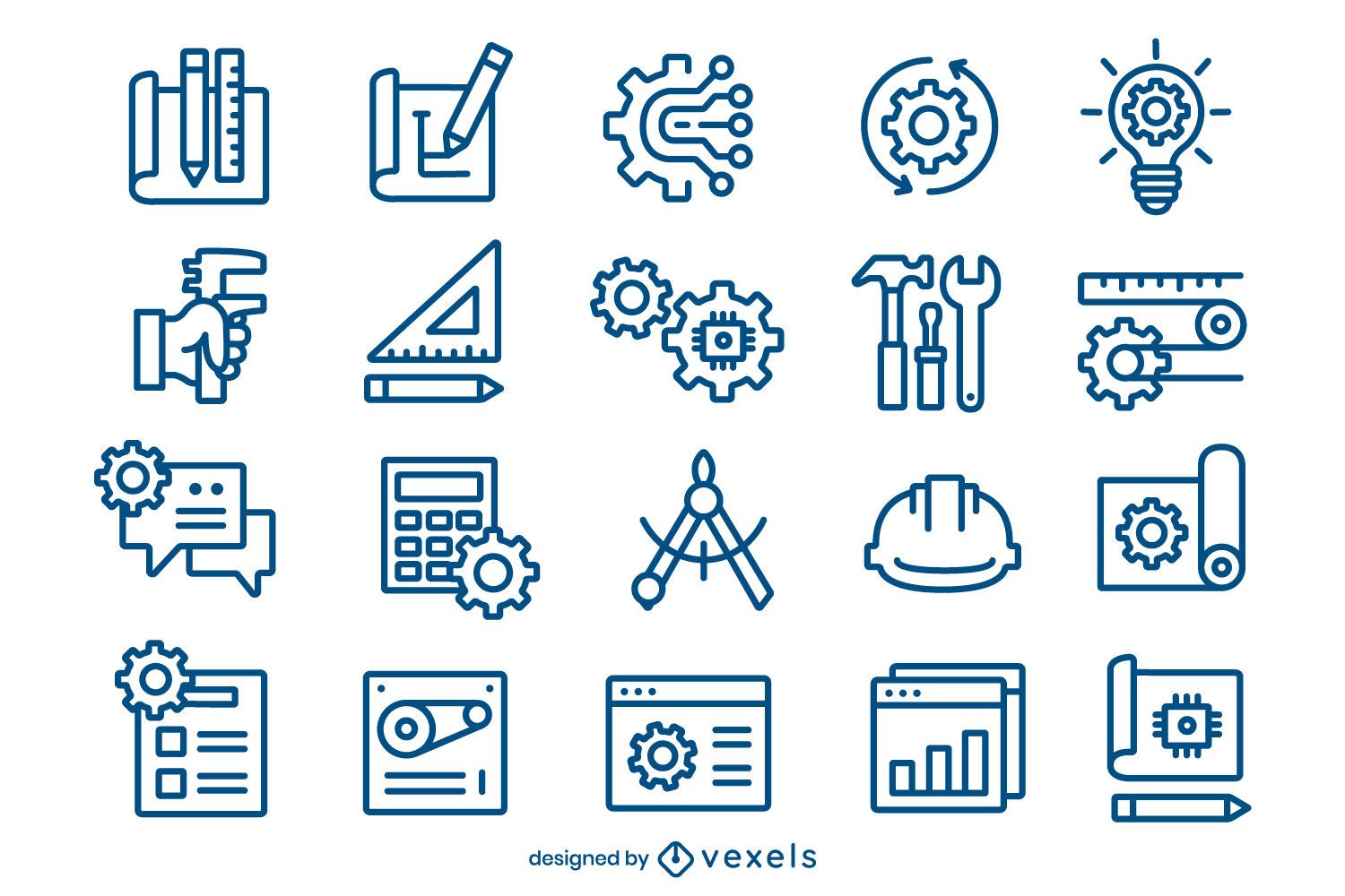 Pacote de ícones de traços de engenharia