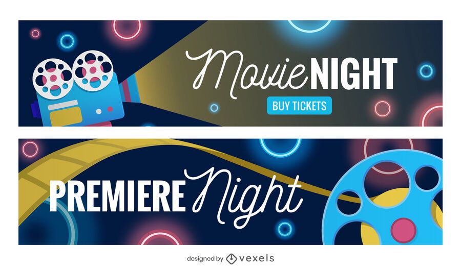 Conjunto de banners de noche de película Conjunto de banners de noche de película