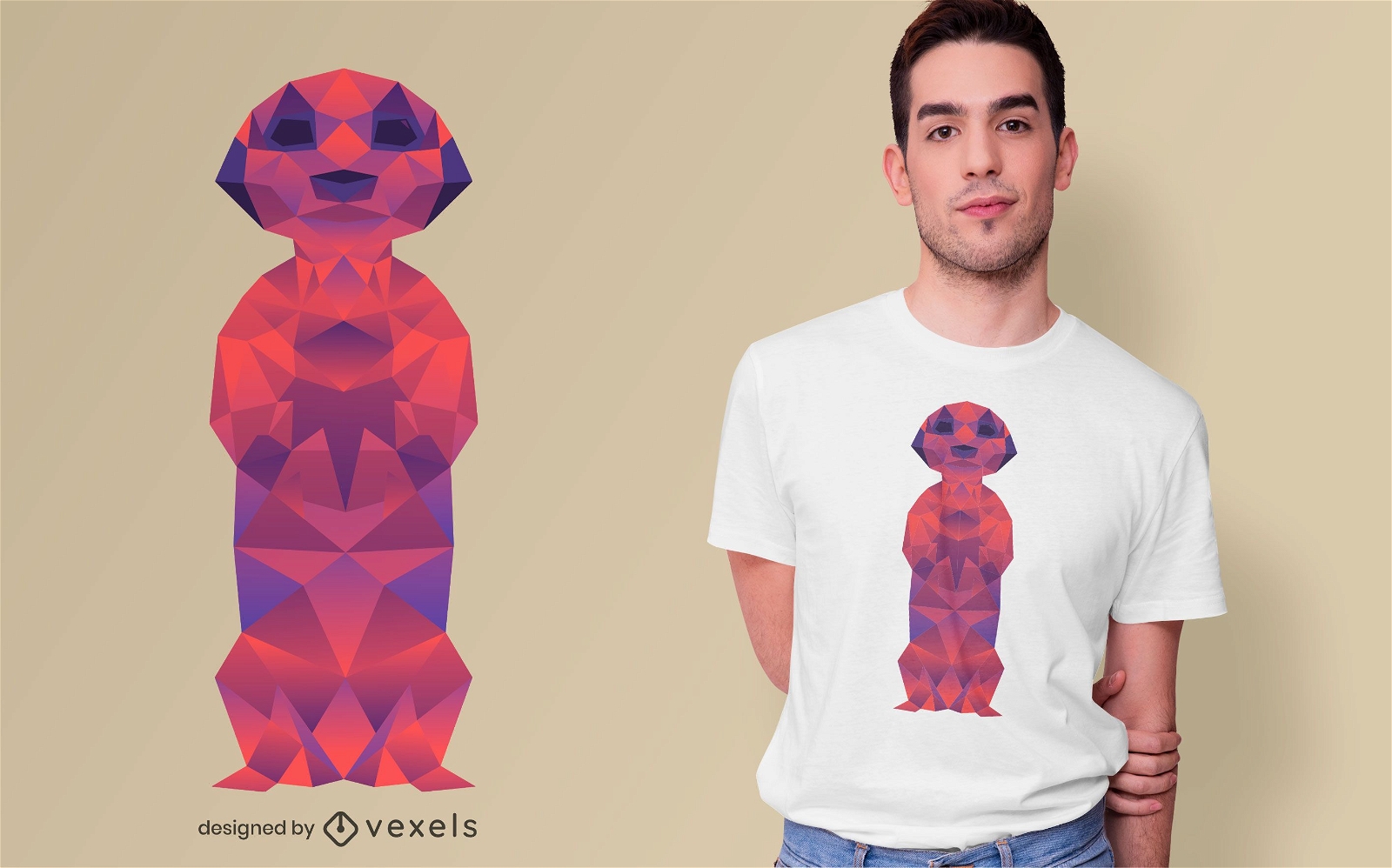 Polygonal Meerkat T-shirt Design