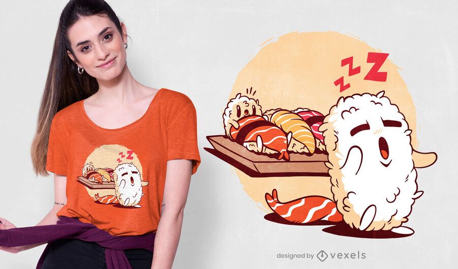 Diseño de camiseta de sushi sonámbulo Diseño de camiseta de sushi sonámbulo