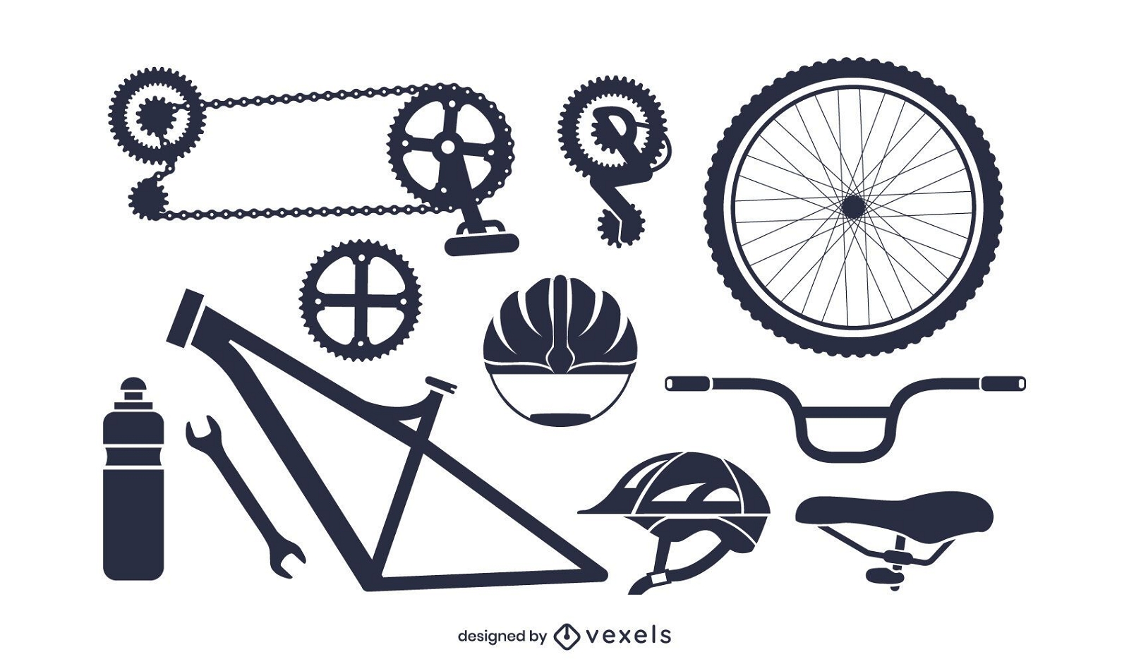 Pacote de silhueta de peças de bicicleta