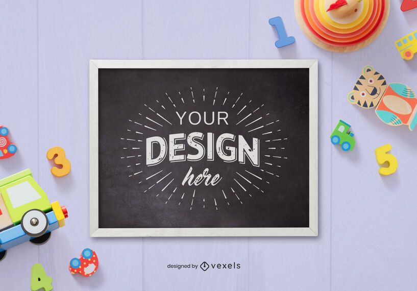 Toys blackboard mockup composition Toys blackboard mockup composition